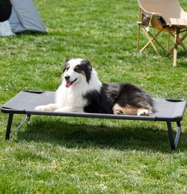 Outdoor Elevated Dog Bed for Large Dogs - Cooling Raised Pet Cot with Skid-Resistant Feet, Tool-Free Setup, Chew-Resistant Frame