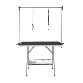 Pet Grooming Table Two Arms with Clamp, 46'' Dog Grooming Station, Foldable Pets Grooming Stand for Medium and Small Dogs