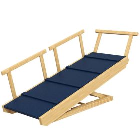 Dog Ramp, Adjustable Height Pet Steps, Foldable Dog Stairs with Non-slip Mat for Small to Large Dogs (Option: Natural Wood-1085x465x140 mm)